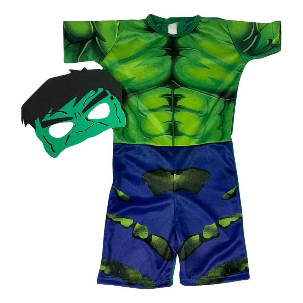 Fantasia Infantil Hulk Herói Festa Aniversário Com Máscara - Envio Imediato