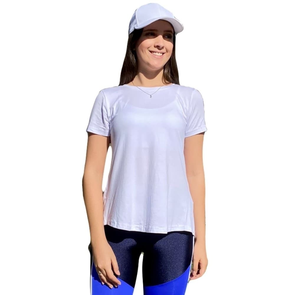 Blusa Feminina Fitness Manga Curta Viscolycra Modelagem Soltinha Blusa Fitness Musculação
