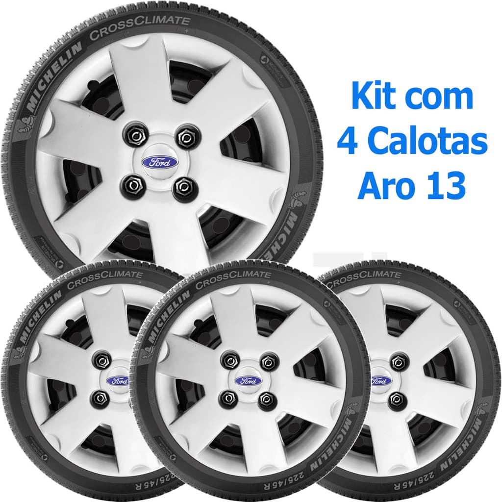 4x Calota Ford Ka Fiesta Aro 13 com Emblema 033cb