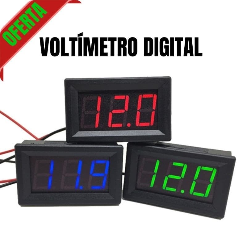 Voltímetro Digital Painel Medir Bateria 5 a 30 V Led Digital Medidor de Tensão