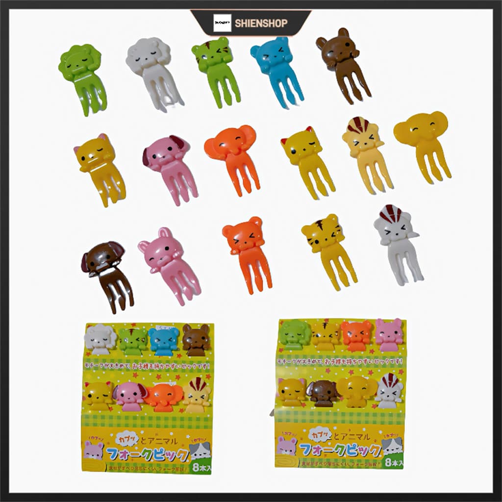 Kit 8-24pcs Garfos de Petisco em forma de animal Para Frutas Palitinho Cores garfos de plástico para lanches