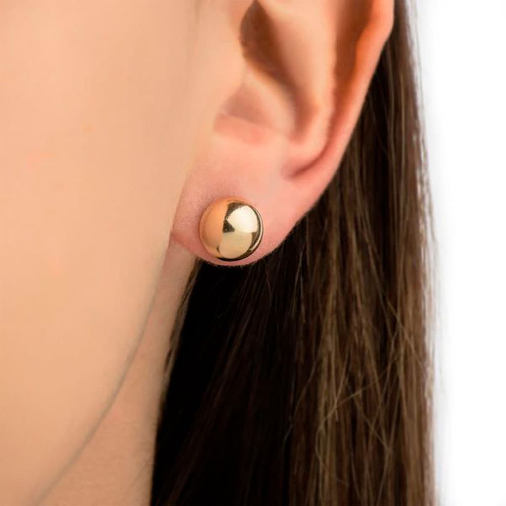 Brinco Aço Cirúrgico Bolinha Banhado A Ouro 18k Redondo 9mm Acessório Luxo