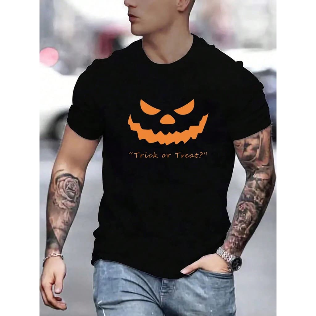 Camiseta masculina com estampa de lema, gola redonda, manga curta, casual de algodão