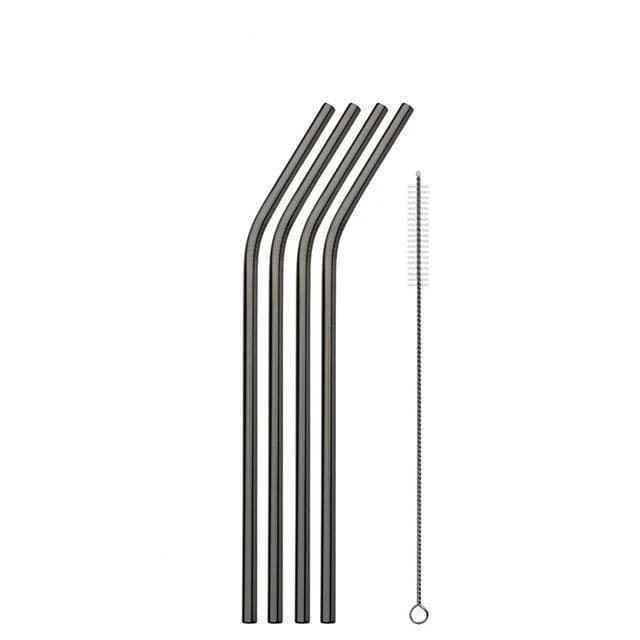 Kit 3 Canudos Inox Curvo Reutilizável com Escova Limpeza Ecológico