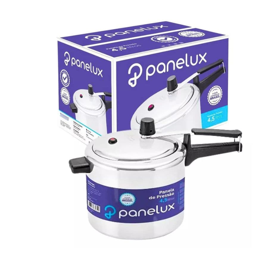 Panelux Panela de Pressão de 4,5 Litros de Alumínio Polido Classic A Panela Mais Vendida Do Brasil