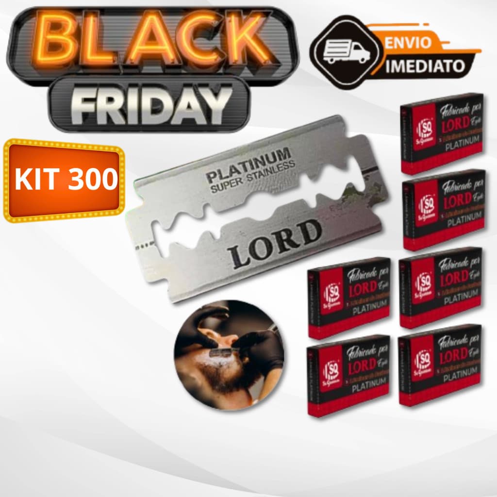 Kit 300 Lâmina Para Barbear LORD PLATINUM Profissional Gillete Para Barbeiros