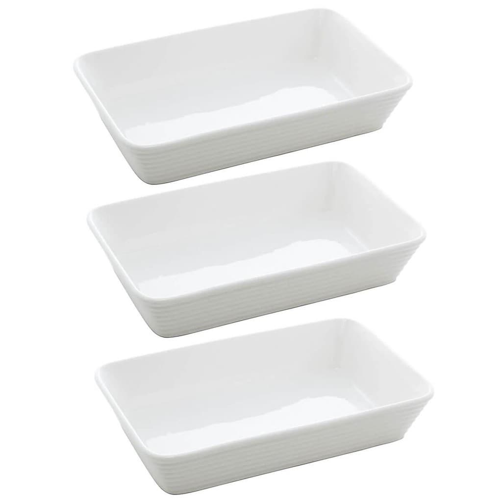 Kit 3 Travessas de Porcelana Assadeiras Retangulares 26x17cm