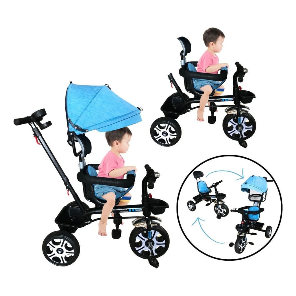 Triciclo Infantil Azul c/ Capota BW302AZ