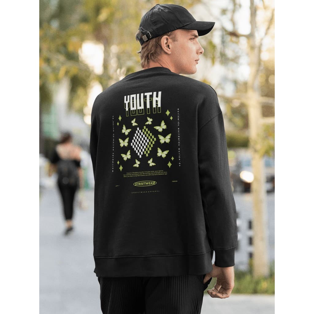 Moletom Careca Blusa de Frio Suéter Gola Redonda Masculino Casual Streetwear 100% Algodão Estampa - Youth