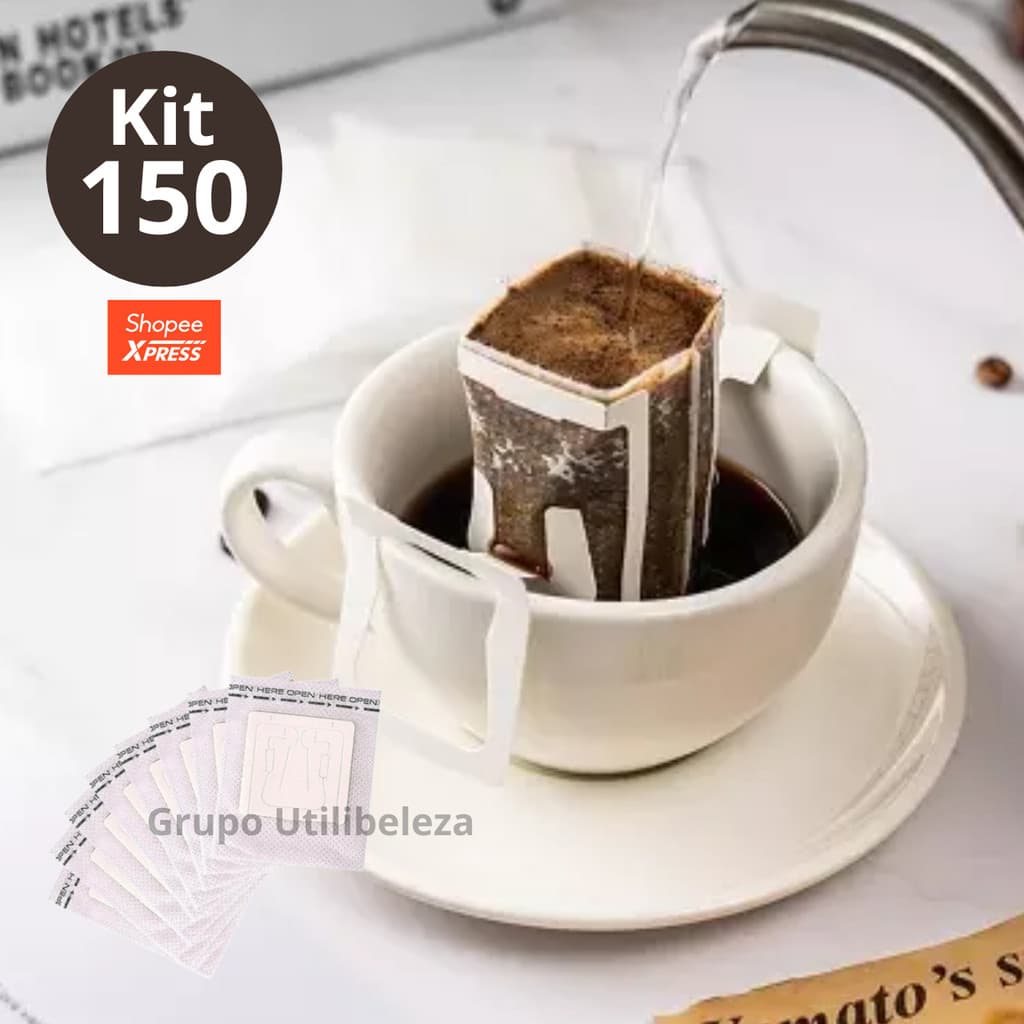 Kit Coador De Café Dose Única na Xícara Filtro Individual Descartável