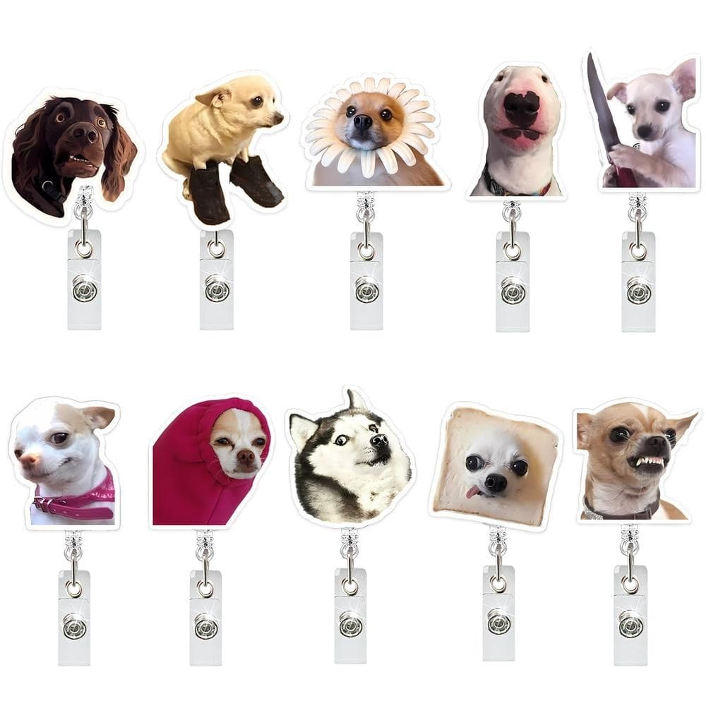 Carretel De Porta-Crachá Retrátil , De Cachorro Com Clipe Para Cinto , Cartão De Identificação Trabalhadores De Escritór