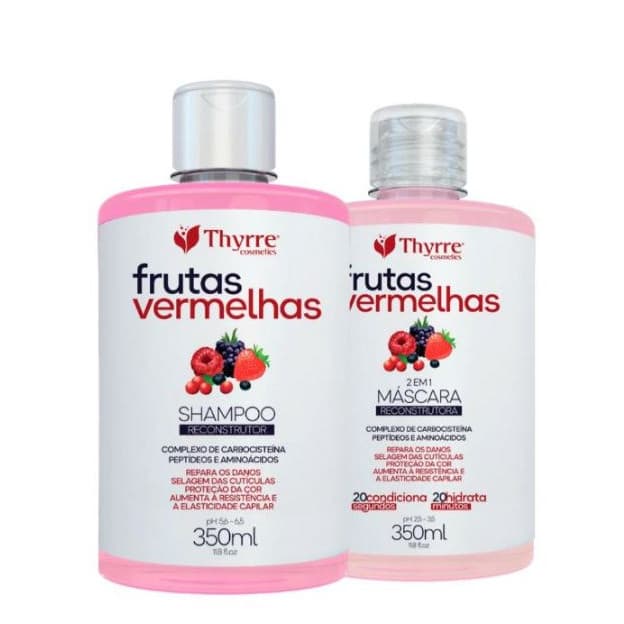 Kit Frutas Vermelhas 350ml Shampoo + Mascara 2em1 Reconstrução Cabelos Ressecados Thyrre Cosmetics