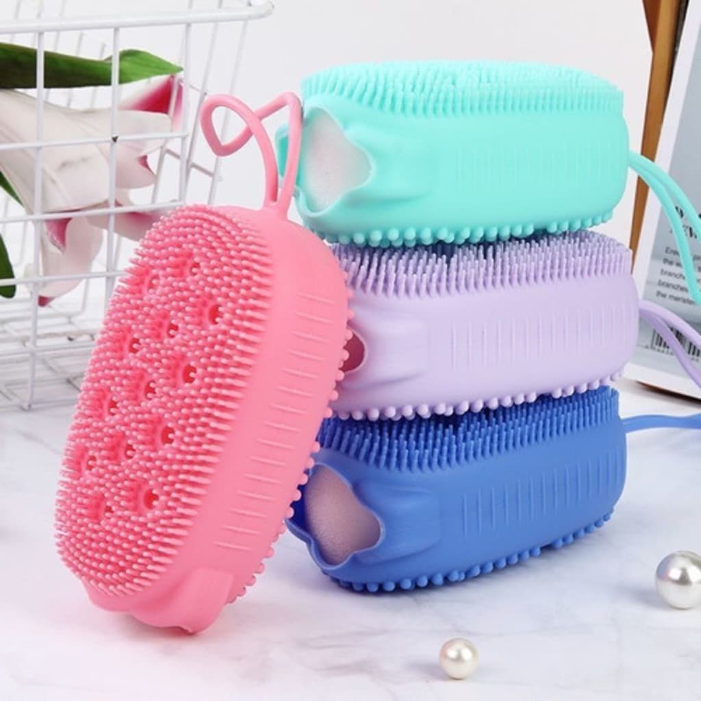 Bucha Esponja De Banho Silicone Esfoliante Porta Sabonete