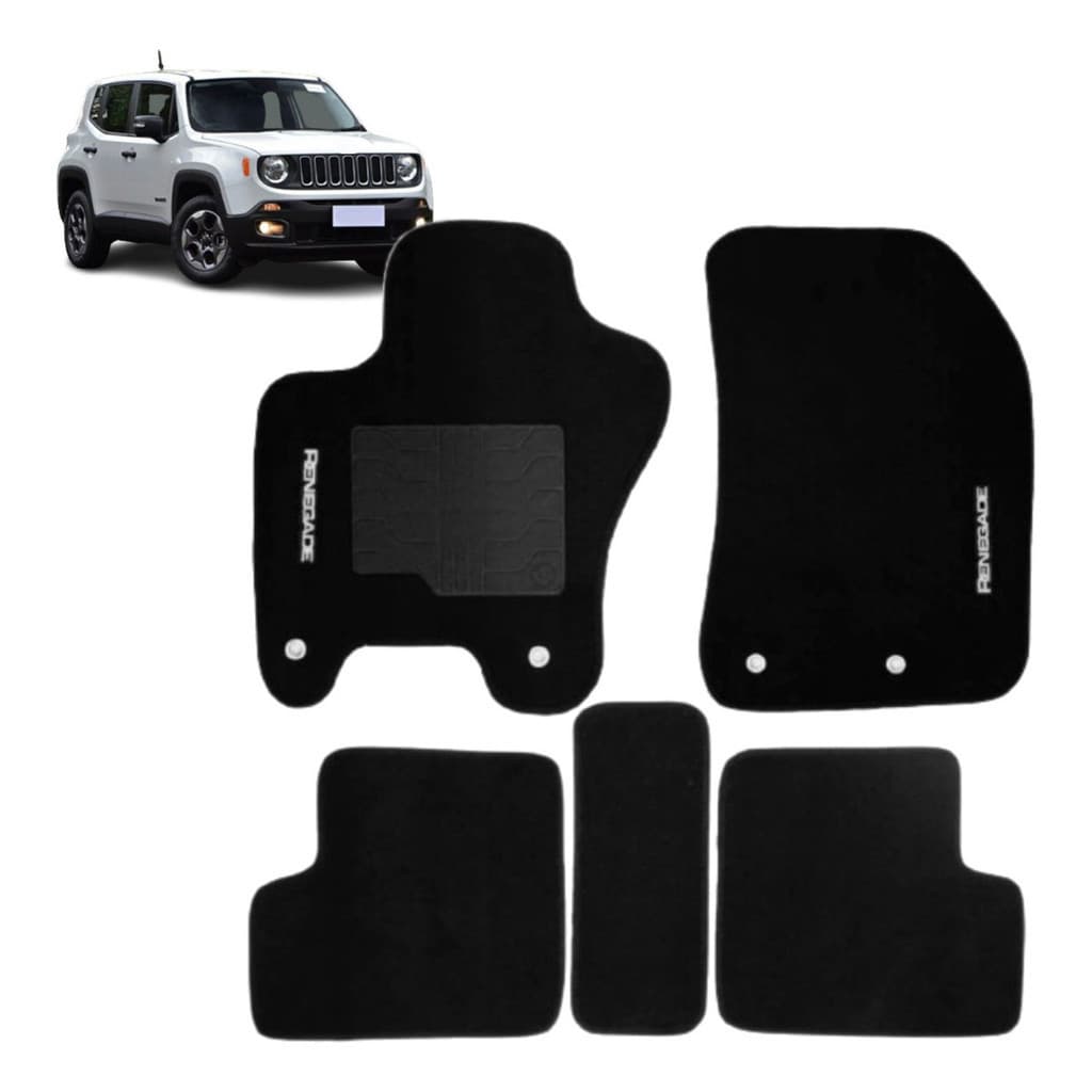 Jogo Tapetes 5 Pçs Carpete Preto Carro Renegade 2015 2016