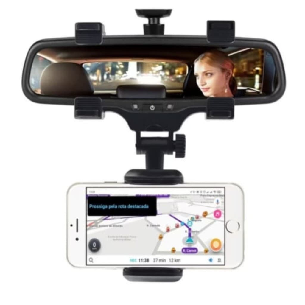 Suporte Universal Veicular Carro Encaixe Retrovisor 360º Para Celulares Até 6 Polegadas Seguro E Fácil Instalação