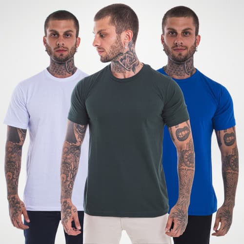 Kit 5 Camisetas Masculinas 100% Algodao Lisa Atacado 30.1