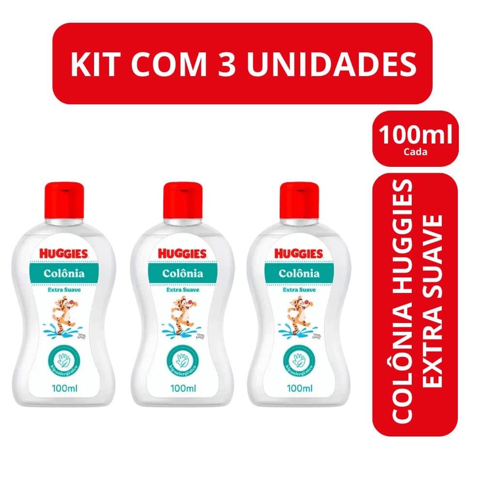 Kit 03 Un - Colônia Perfume De Bebê Infantil Huggies Extra Suave 100ml