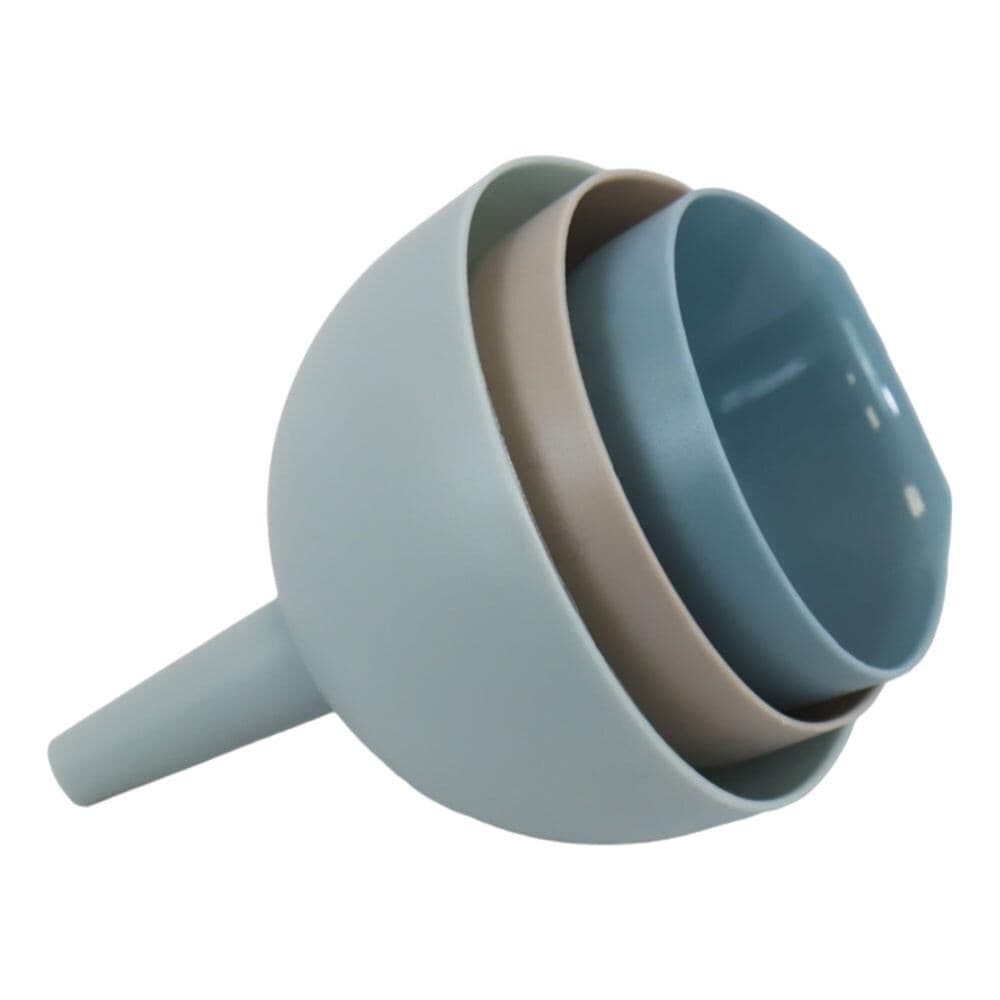 Kit Funis para Cozinha 3 Peças 🥣 Funil Plástico com Suporte Organizador Líquidos