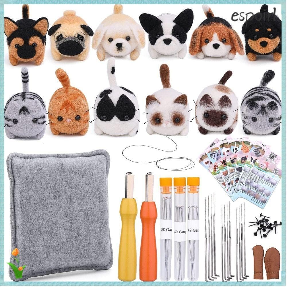 ESPOIR Kit Inicial De Feltragem , De Feltro De Agulha De Animal De Bordado , Material De Pacote Conjunto De Materiais Lã