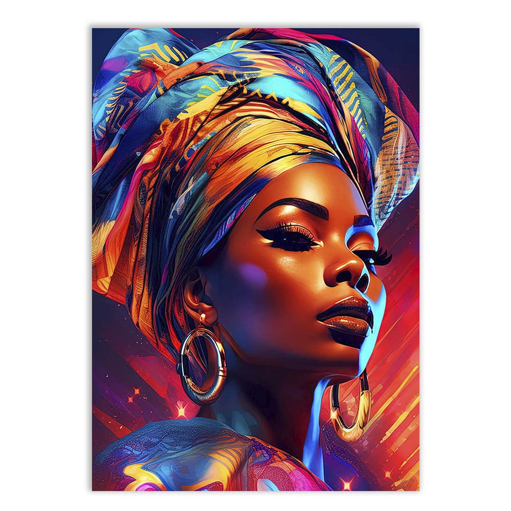 Placa Quadro Decorativo Mulher Negra Turbante Ilustração Decoração Poster Quarto Sala