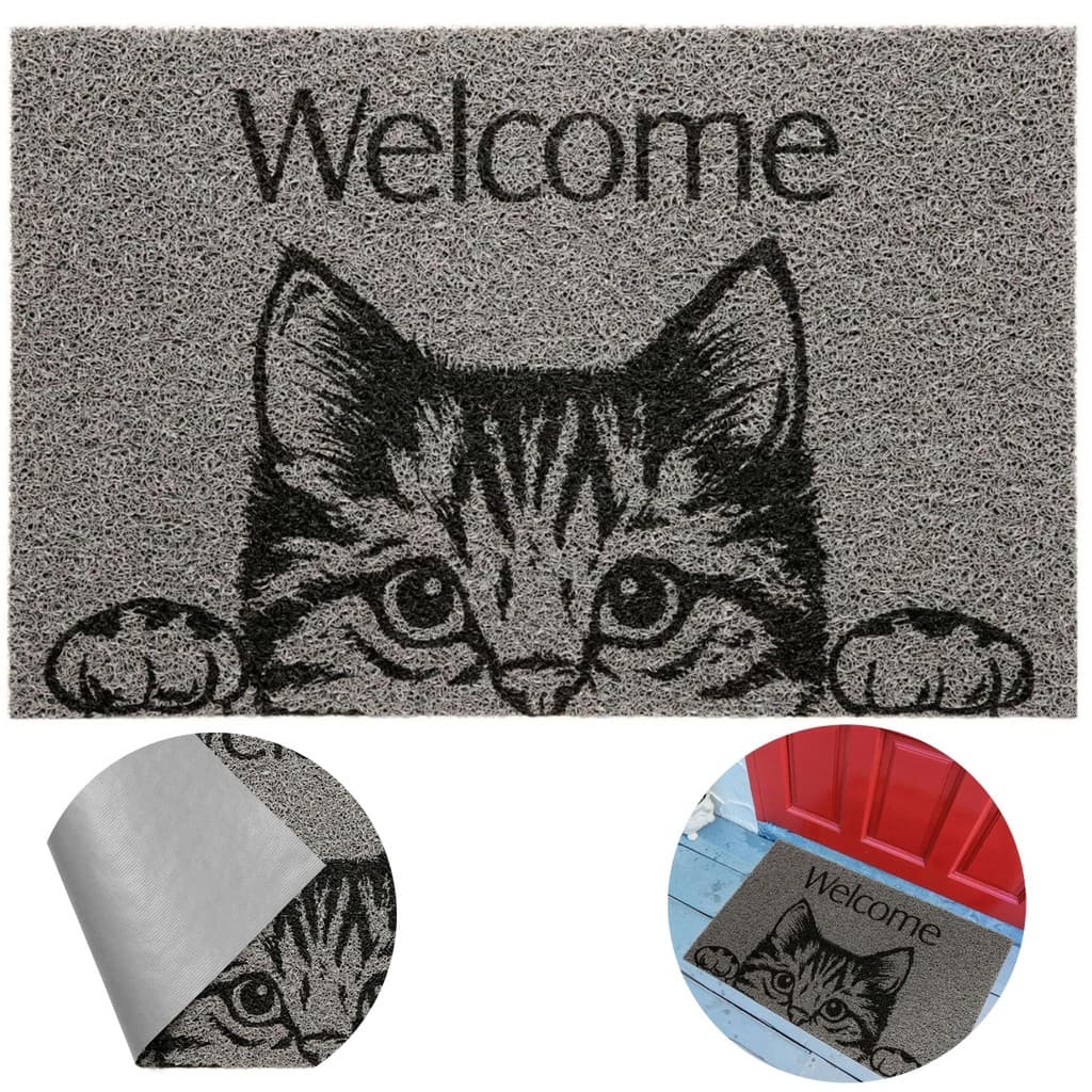 Tapete Entrada Pet Cat Welcome Kapazi 40x60 Vinil Antiderrapante Casa Apartamento Capacho Gato Boas-Vindas