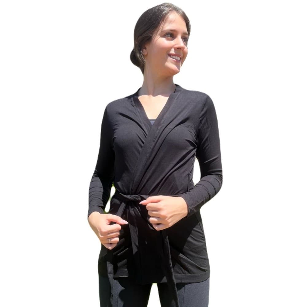 Cardigan Feminino Malha Premium Manga Longa Amarração Frontal Casaco Cardigan