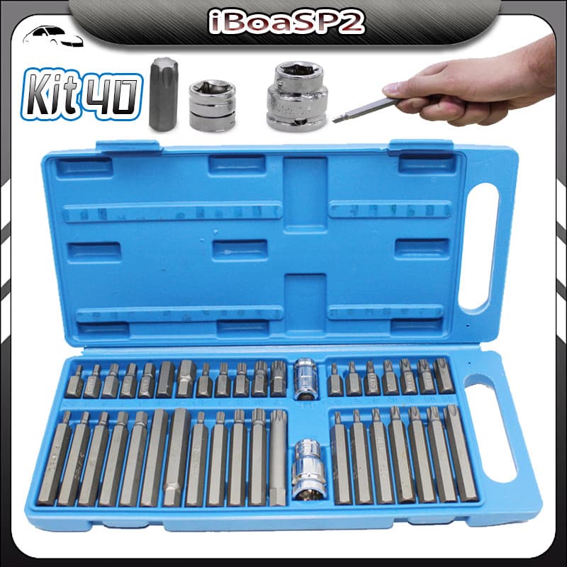 Jogo Bits 40 pçs Torx Allen Multidentando Curto e Longo
