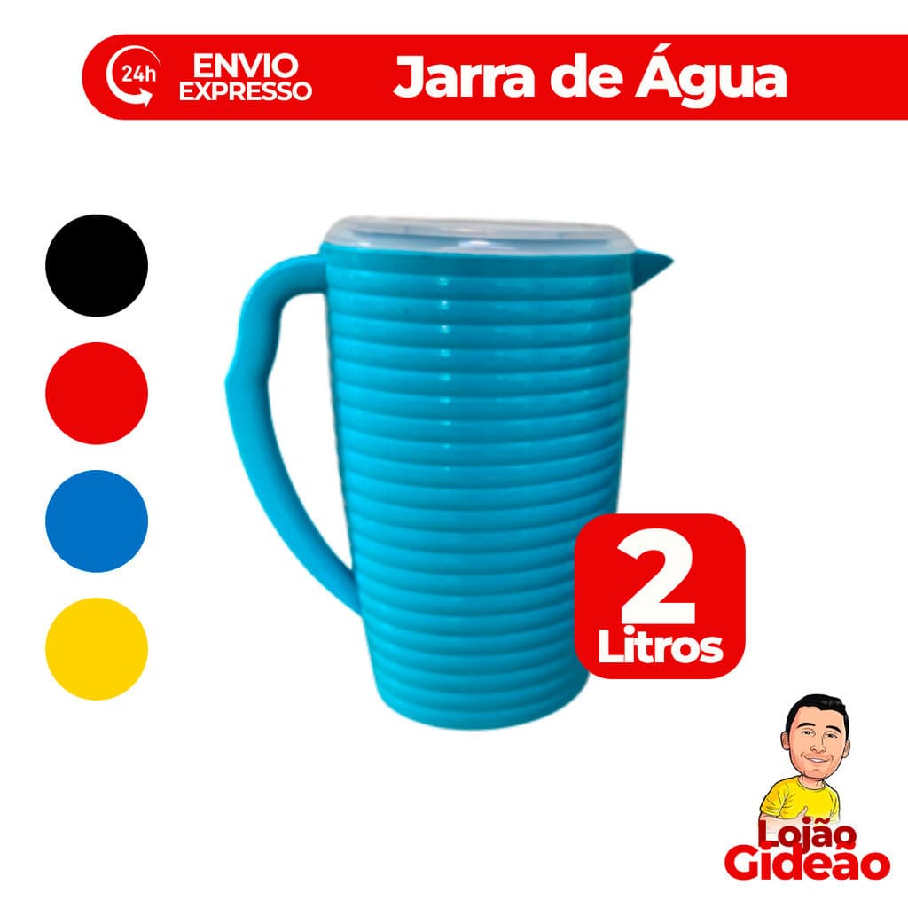 Jarra Ondulada 2L Com Tampa Plástica Para Água Suco e Bebidas