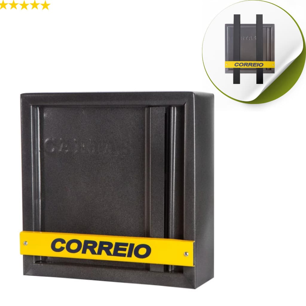 Caixinha De Correio Carteiro Portão Vertical Aço - Cinza