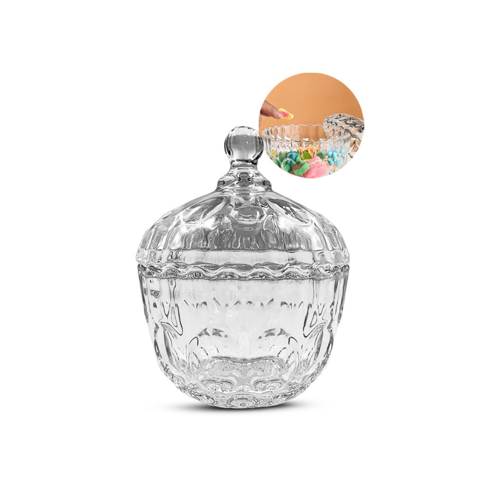 BOMBONIERE POTICHE BALEIRO DE VIDRO COM TAMPA 310 ML DECOR