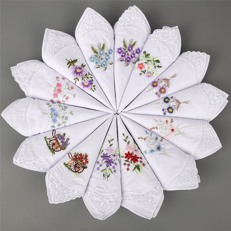 3 Pçs 28x28cm Flor Bordado Renda Algodão Branco Senhora Feminino Lenço Reutilizável Guardanapos De Festa De Casamento