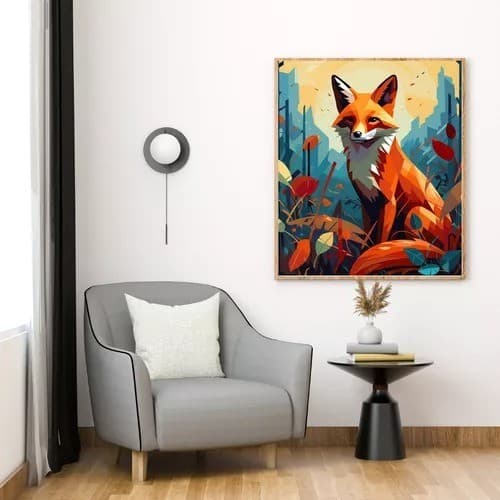Quadro Decorativo Grande Sala 40x60cm Raposa Colorfull 2