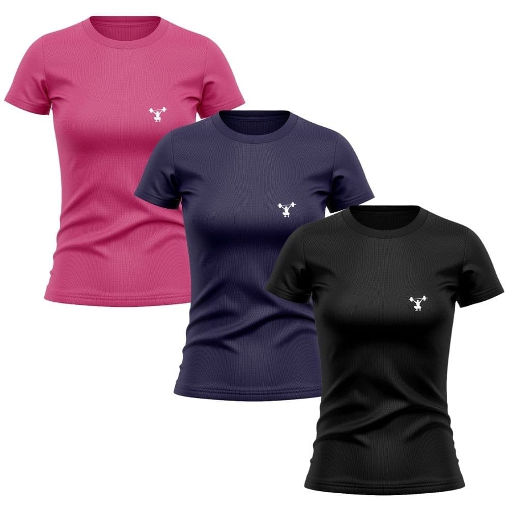 Kit 3 Camisetas Manga Curta Estampada Agachamento