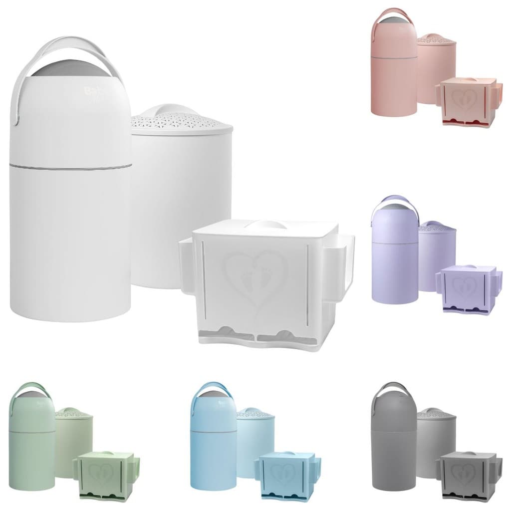 Kit Lixeira Antiodor Quarto Bebê, Banheiro, Fraldas, Pets 10L, Cesto Roupas Bebê 10L e Organizador de Fraldas Baby Mel