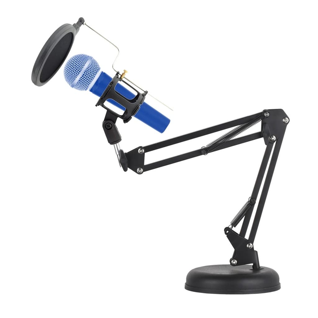 Pedestal Mesa Braço Articulado c/Shock Mount Microfone Dinâmico