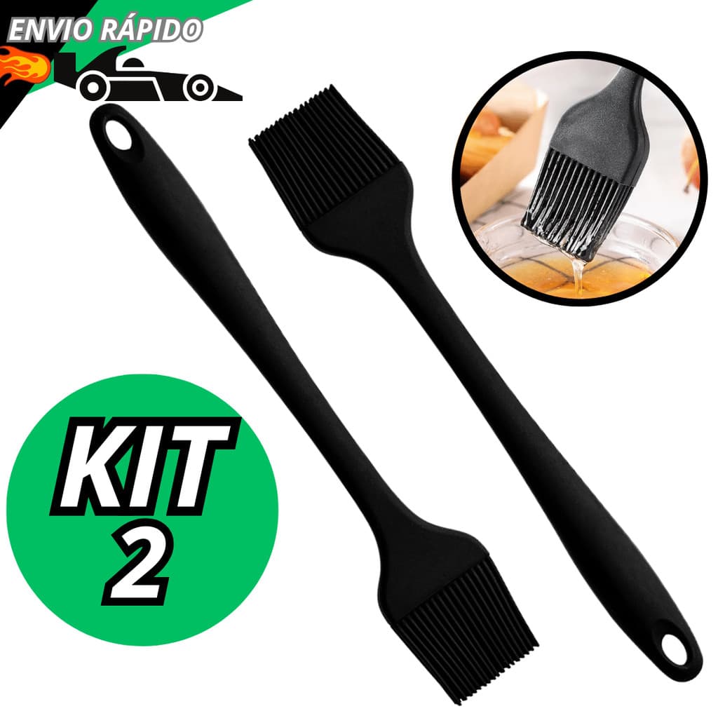 Jogo De Pincel de Silicone Culinário Para Confeitaria Utensilio Para Pincelar Untar Antiaderente