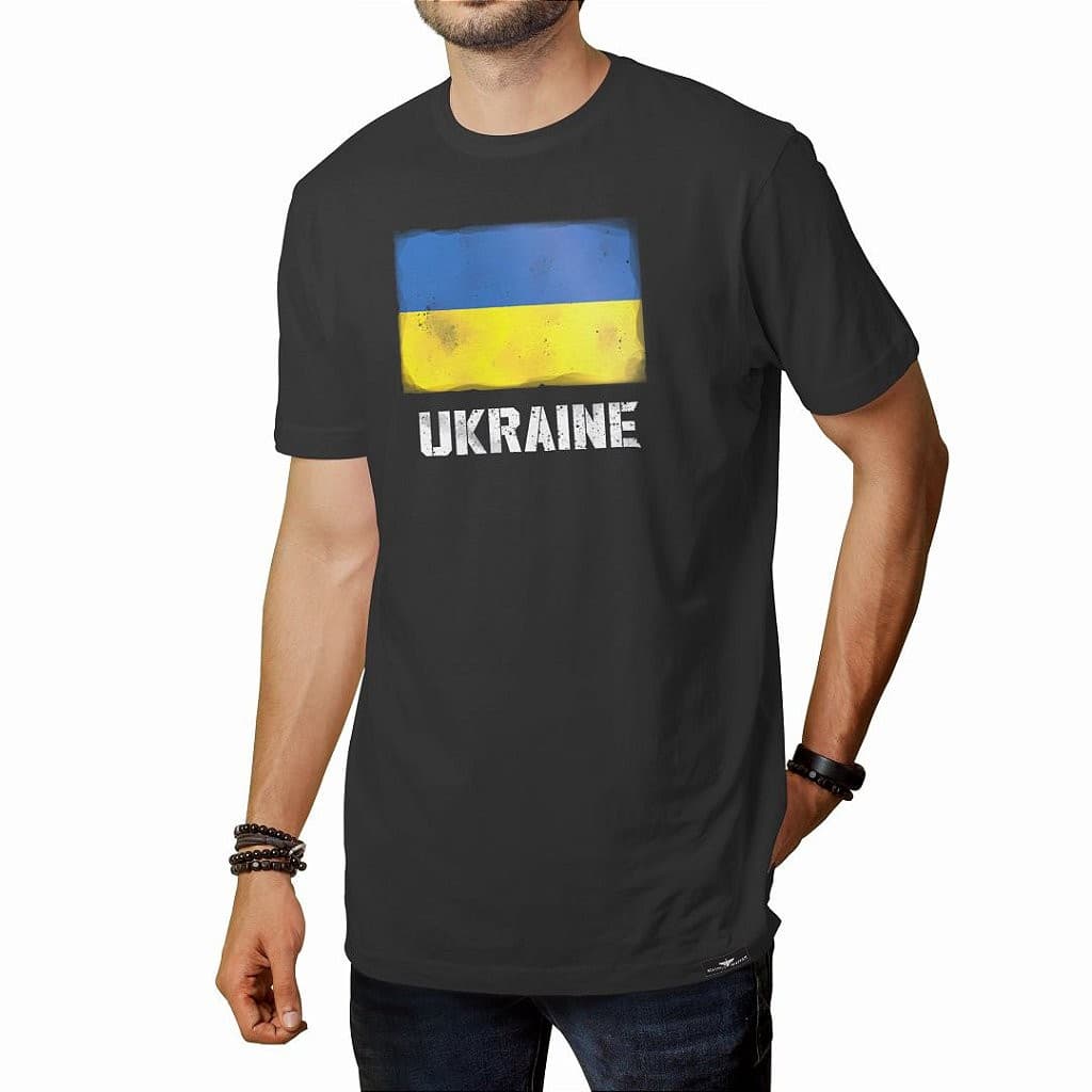 Camiseta Ukraine Masculina Aliança Militar - Preta