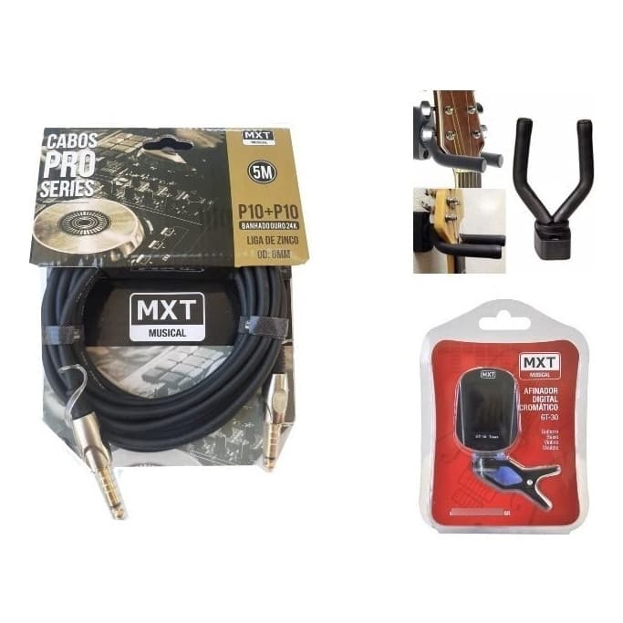 Kit Cabo Mxt Pro Séries 5 Metros + Afinador Digital + Brinde