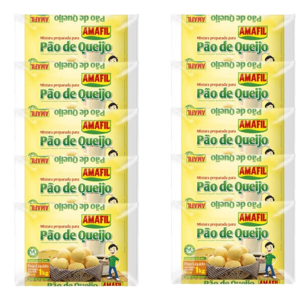 Kit 10 Mistura Preparada Pão Queijo Massa Sem Glúten Amafil