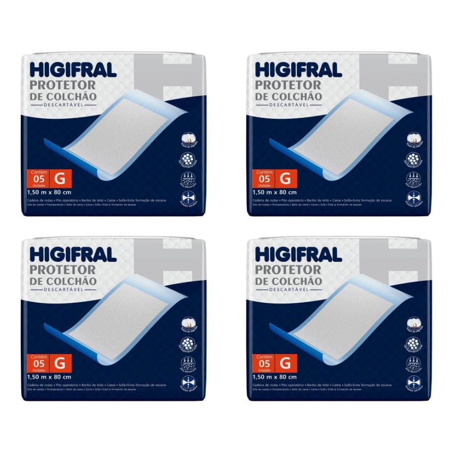 Protetor Colchão Lençol Descartável Geriatrico G  Kit 4 Pcts