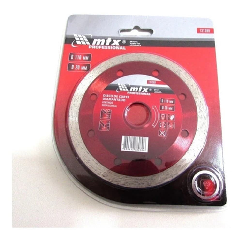 Disco De Corte Diamantado Continuo 110 x 20mm Corte Refrigerado - MTX