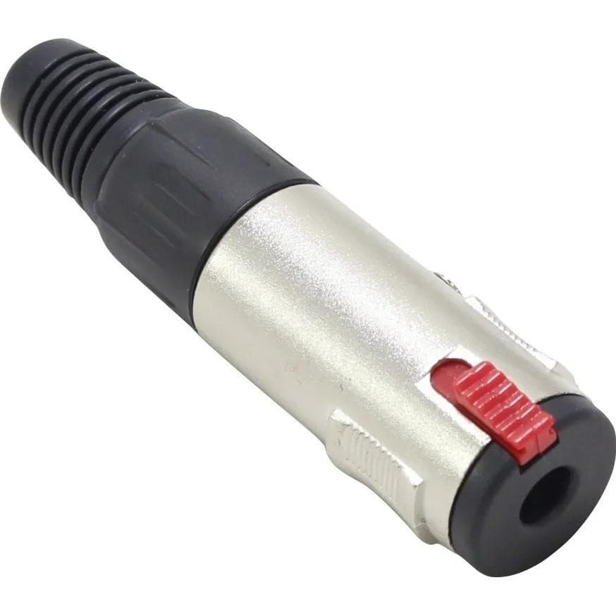 Plug P10 Fêmea C/ Trava Jack P/ Extensão De Áudio Estereo