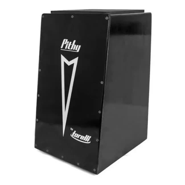 Cajon Pithy Elétrico Inclinado Madeira Torelli TP108 Eletroacústico Microfonado Preto