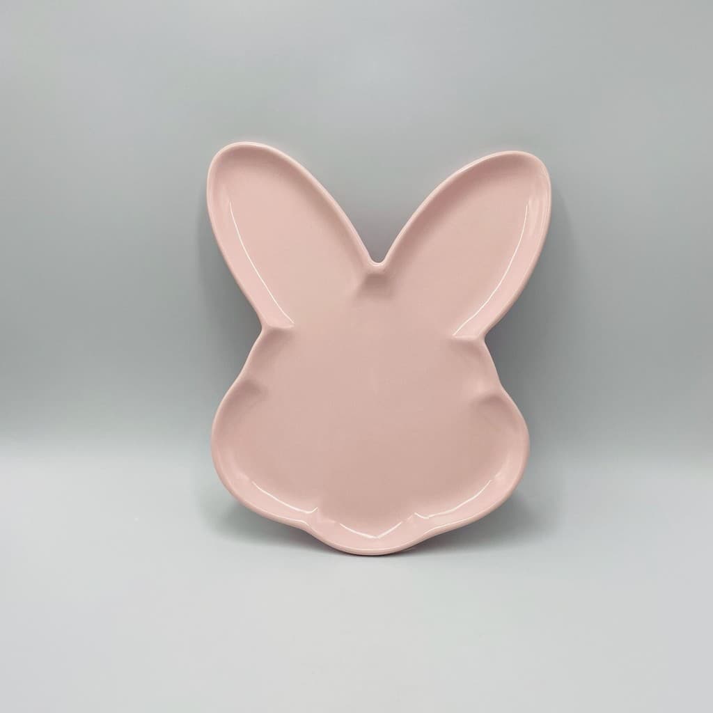 Bandeja / Petisqueira Coelho cerâmica Rosa - 2x17x19cm