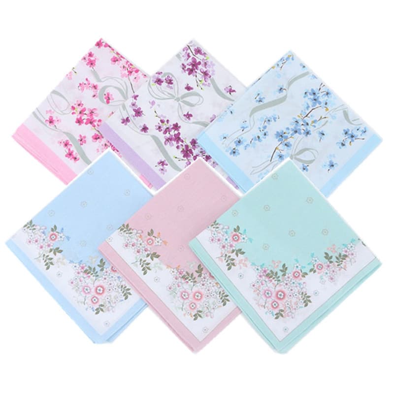 3 Pçs 43x43cm Quadrado Algodão Colorido Flor Impresso Lenço Feminino Estilo Japonês Suor Limpeza Toalha Presente De Fest