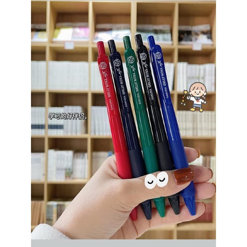 Caneta Gel Retrátil SAKURA Sakura Dynamic Color ND com Ponta de Agulha 0.5mm, Tinta Líquida Direta Preta/Azul/Vermelha,