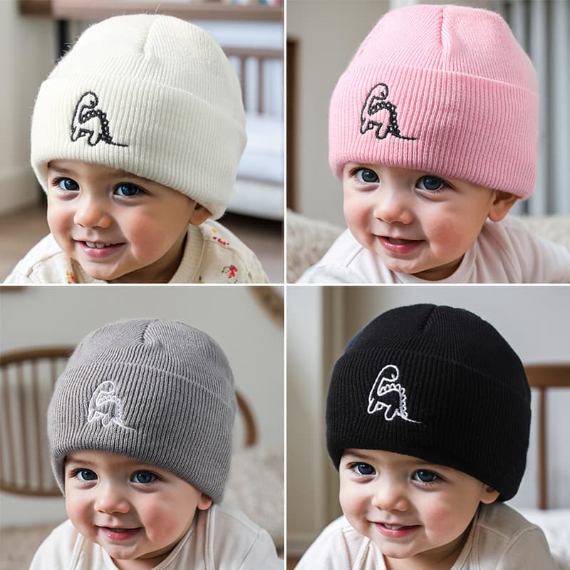 Dinossauro Dos Desenhos Animados Bebê Chapéu De Malha Bonito Meninos Meninas Outono Inverno Quente Gorro Proteção De Ore