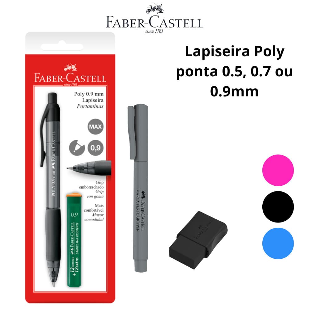 Kit Escolar Lapiseira Poly Faber Castell 0.5, 0.7 ou 0.9mm