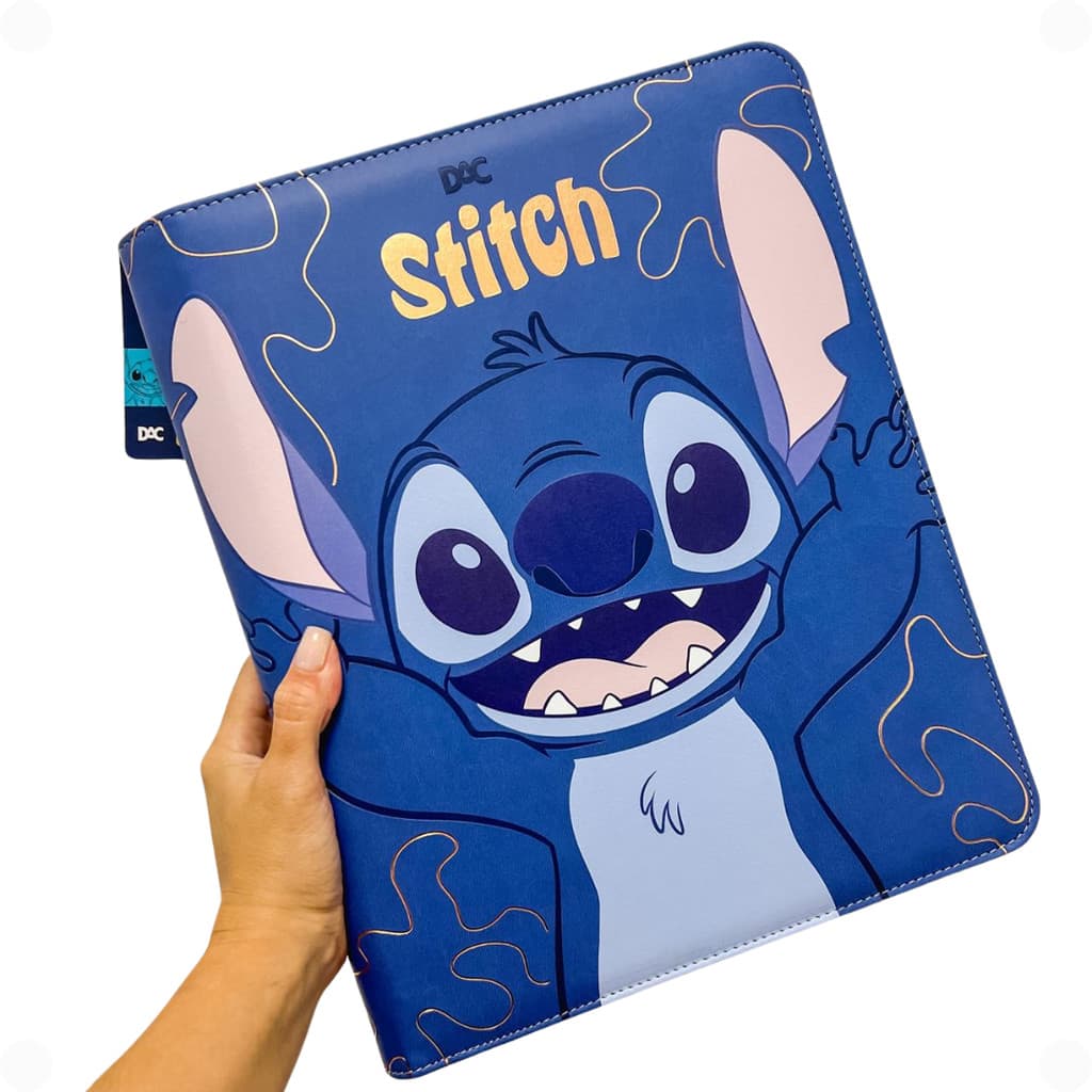Fichário Universitário Grande Stitch com Zíper - Caderno Argolado com 48 Folhas e Divisórias DAC