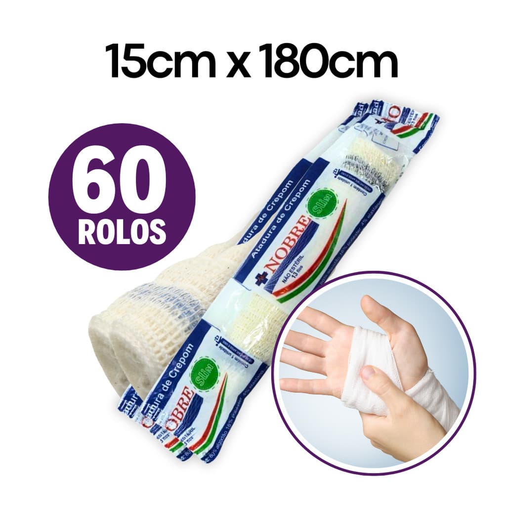 Atadura 15cm X 180cm Crepom 13 Fios Nobre 60 Unidades